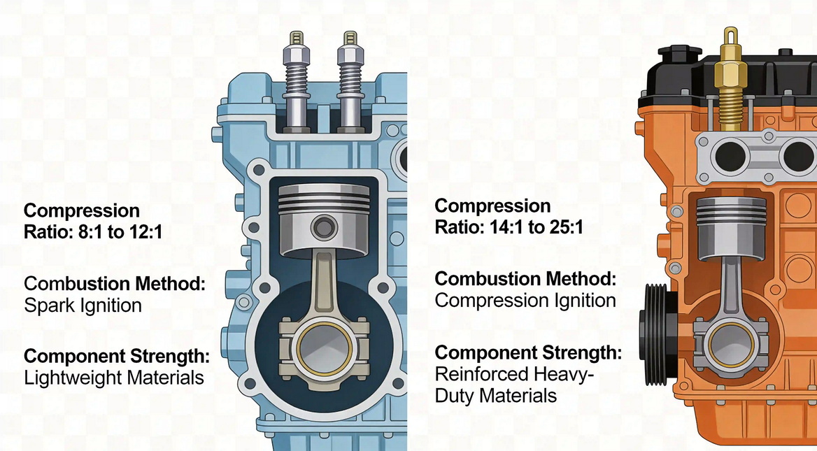 Gas vs Diesel Engine Comparison Infographic Gas vs Diesel Engine Comparison Infographic