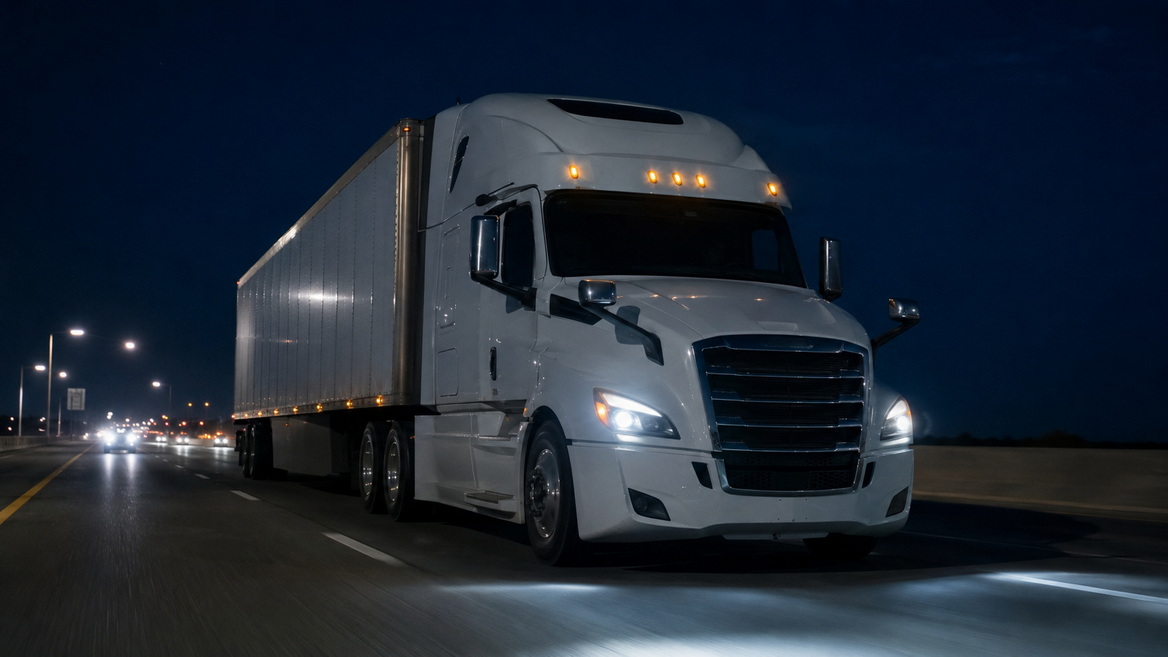 Modern Freightliner Truck With LED Headlights Modern Freightliner Truck With LED Headlights