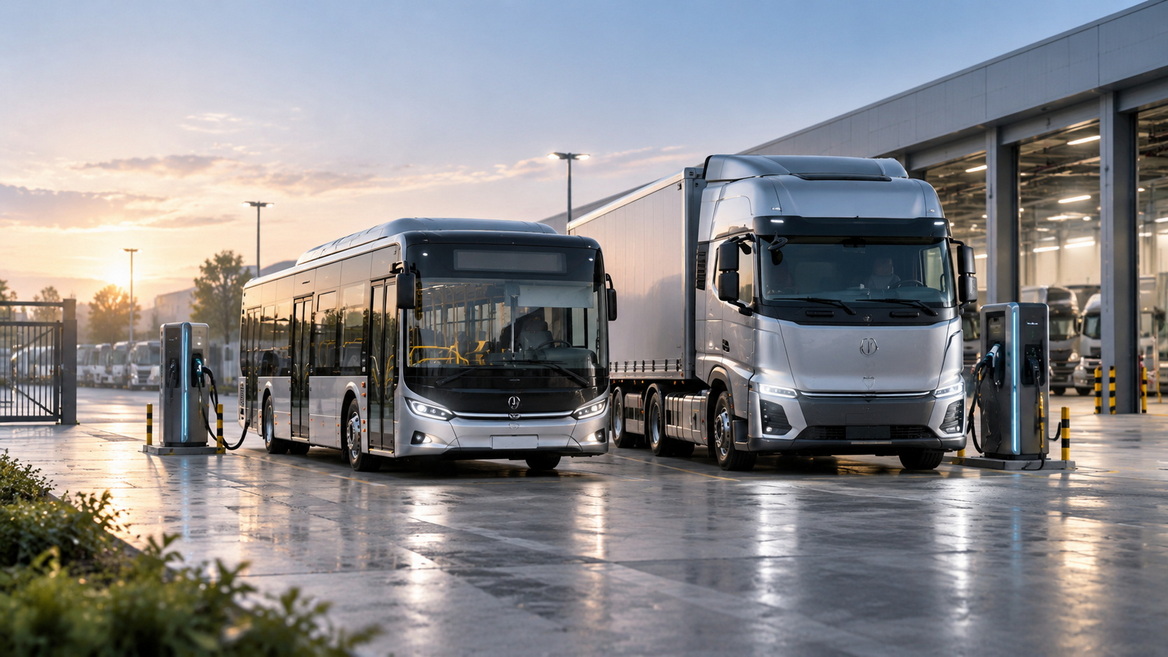 Electric Bus And Truck In Private Depot Electric Bus And Truck In Private Depot