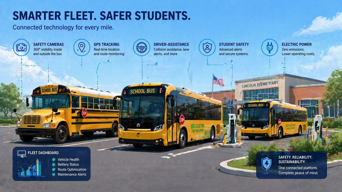 Modern School Bus Fleet Safety And Technology Modern School Bus Fleet Safety And Technology