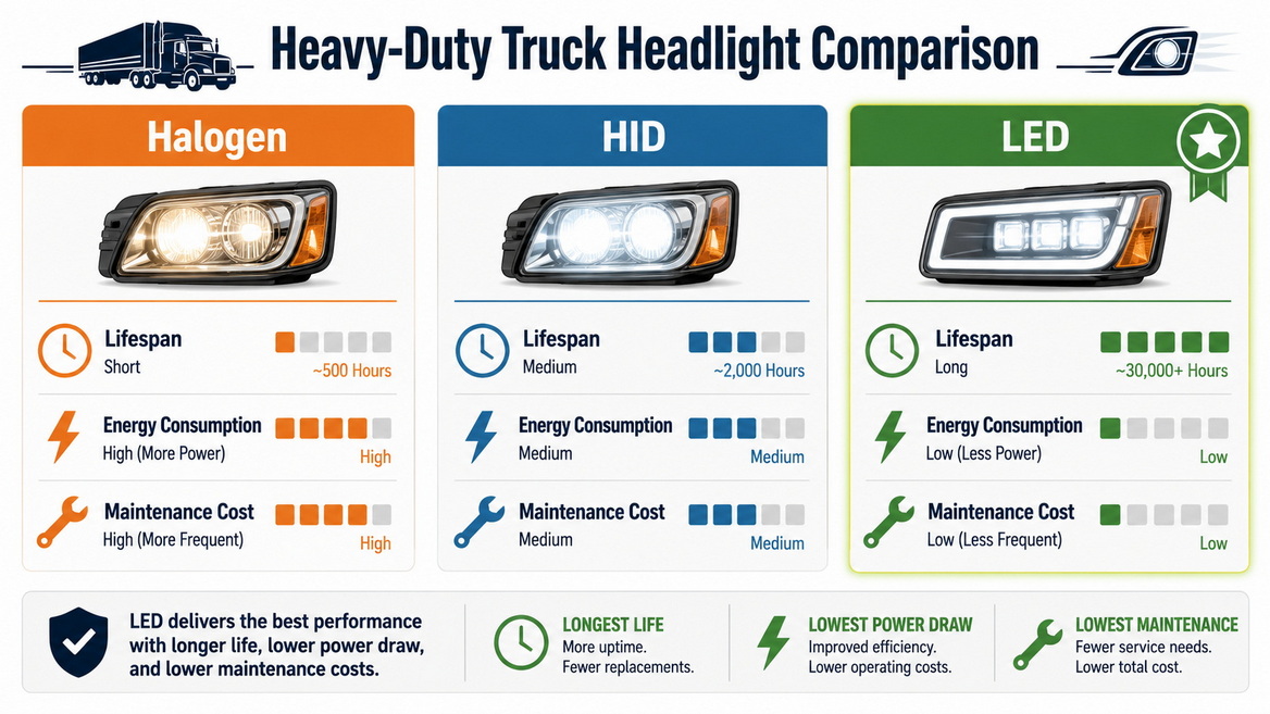 Headlight Technology Comparison For Heavy Duty Trucks Headlight Technology Comparison For Heavy Duty Trucks