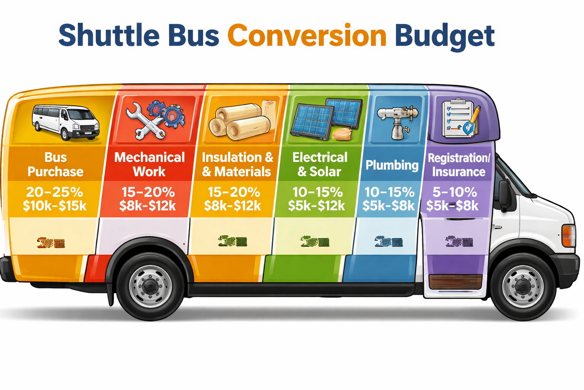 Shuttle Bus Conversion Budget Infographic Shuttle Bus Conversion Budget Infographic
