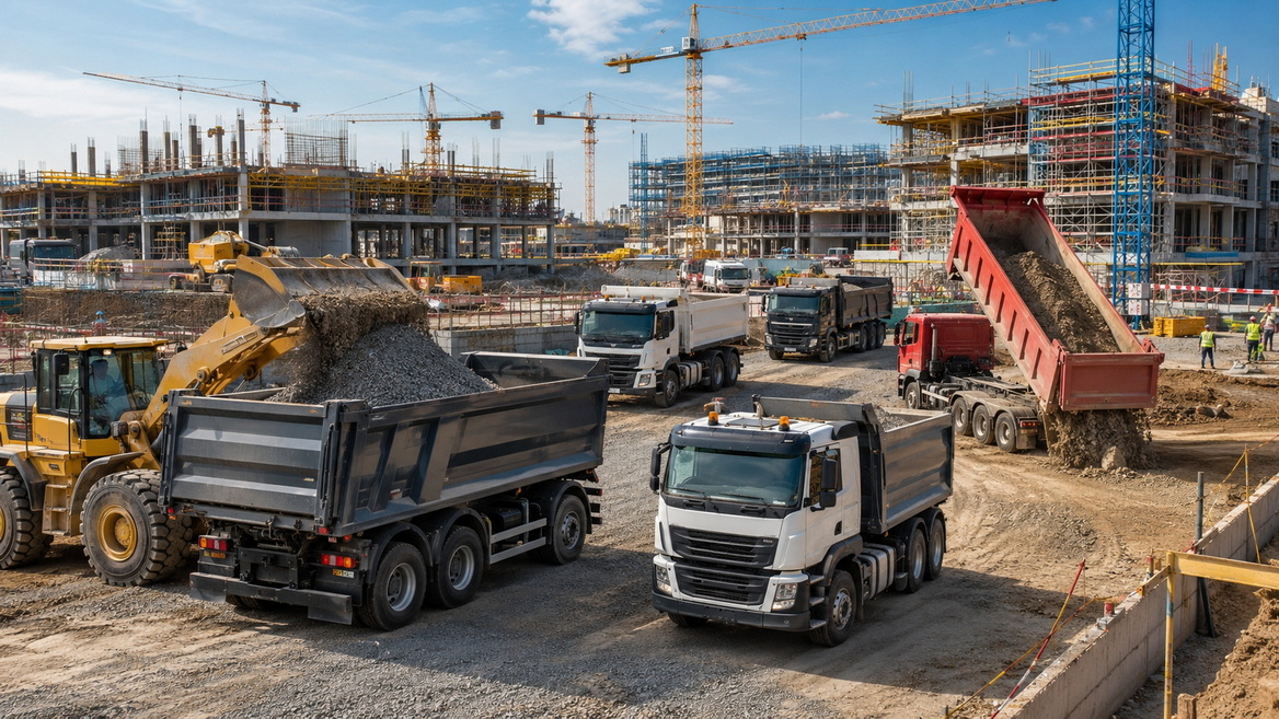 Construction Site Dump Truck Operations Construction Site Dump Truck Operations