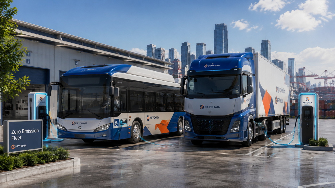 NEV Bus And Truck At Depot NEV Bus And Truck At Depot