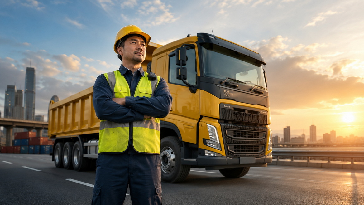 Professional Driver And Dump Truck Professional Driver And Dump Truck