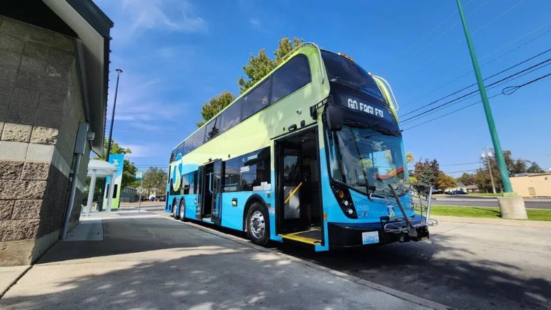 Getting There First double-decker bus rolls out from Cheney
