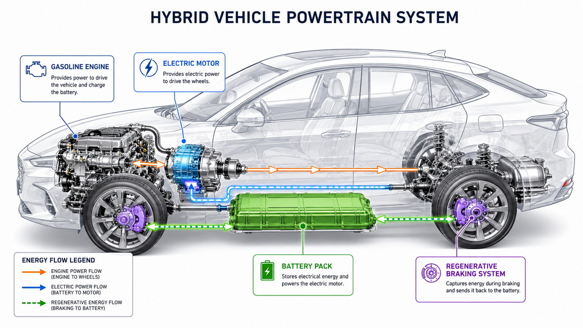 Hybrid Vehicle Powertrain System Diagram