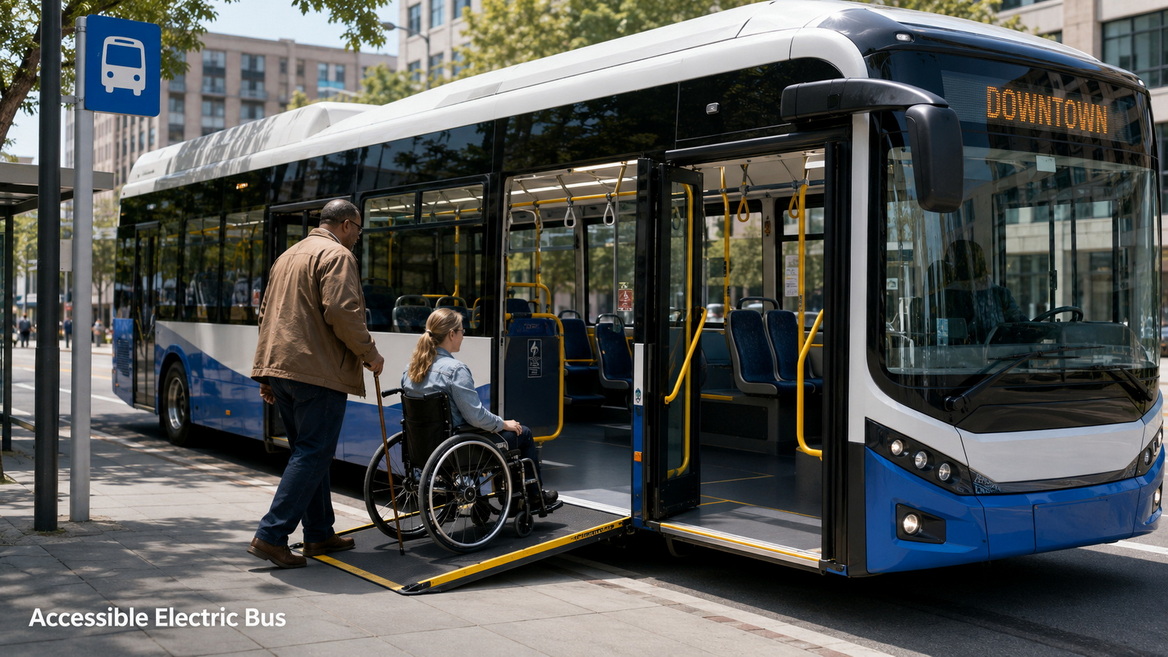 Low Floor Electric Bus With Ramp
