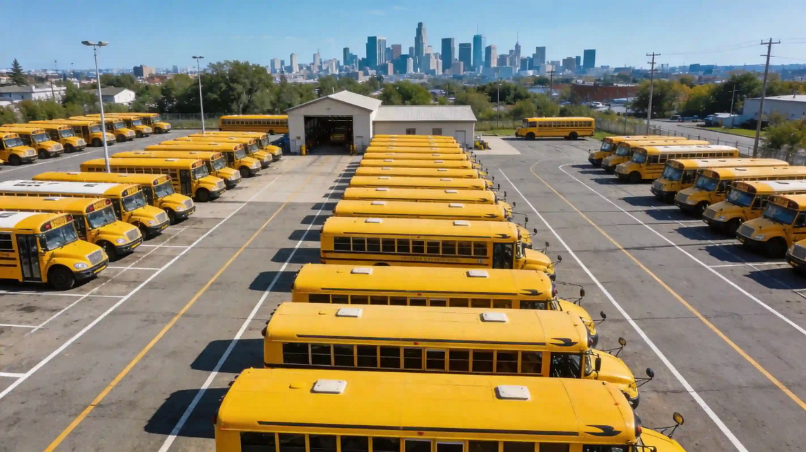 Professional School Bus Fleet Yard