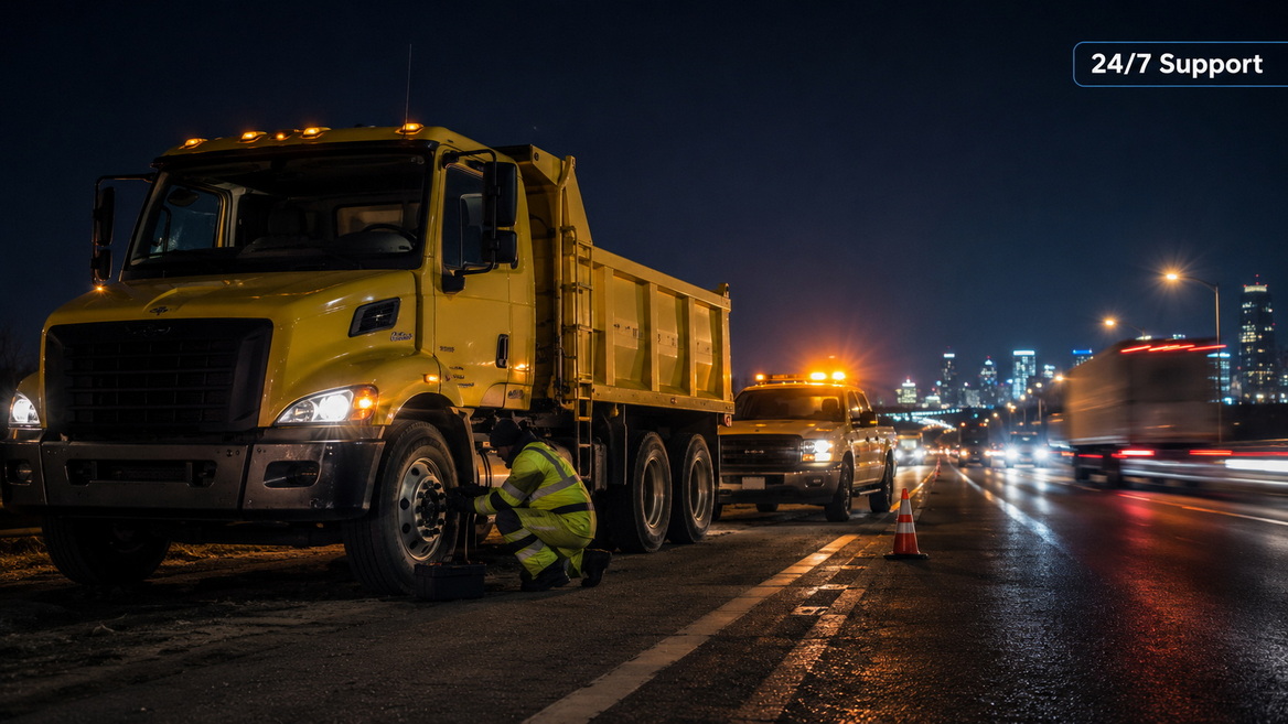 24/7 Roadside Assistance for Dump Trucks And Heavy Buses How KeyChain Keeps Your Fleet Moving