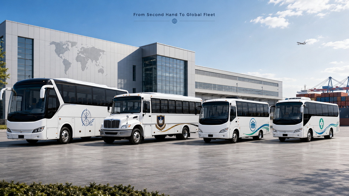 Second Hand White Bus Fleet Branding