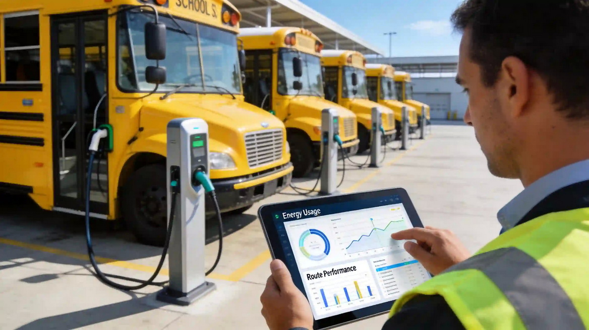 Electric School Bus And Fleet Depot