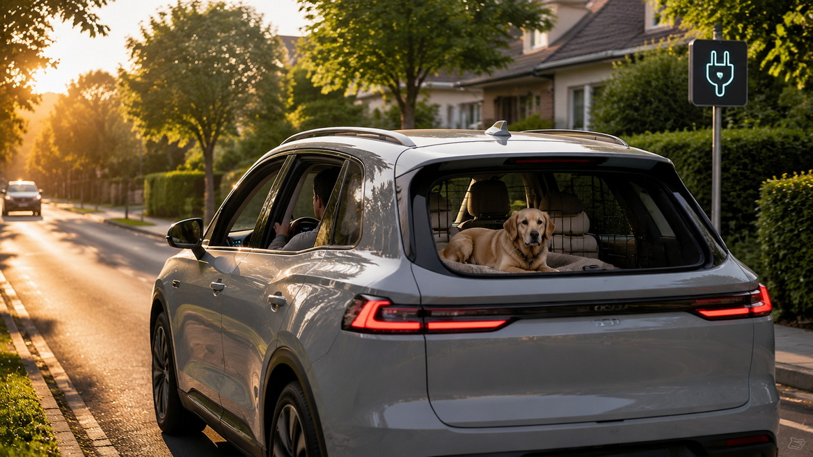 Electric Suv With Relaxed Dog
